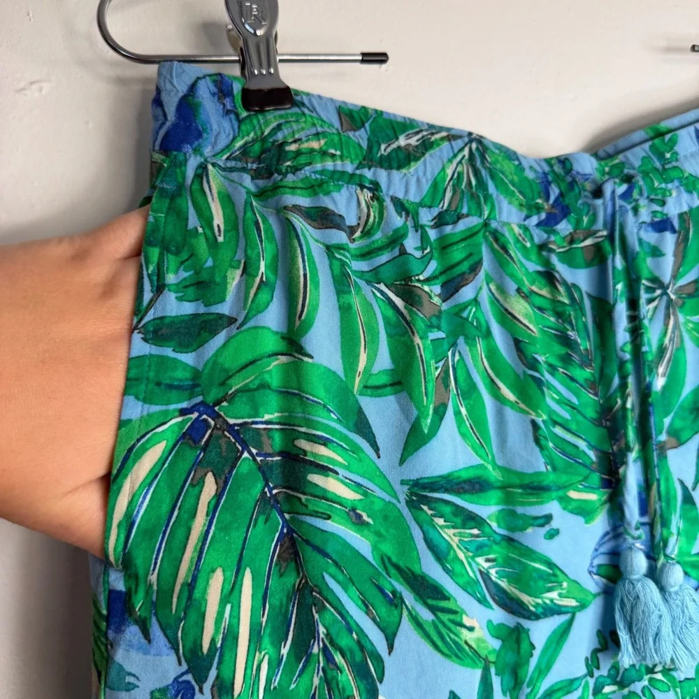 J. Jill Two Piece Set Small Green Blue Tropical Cruise Resortwear Matching